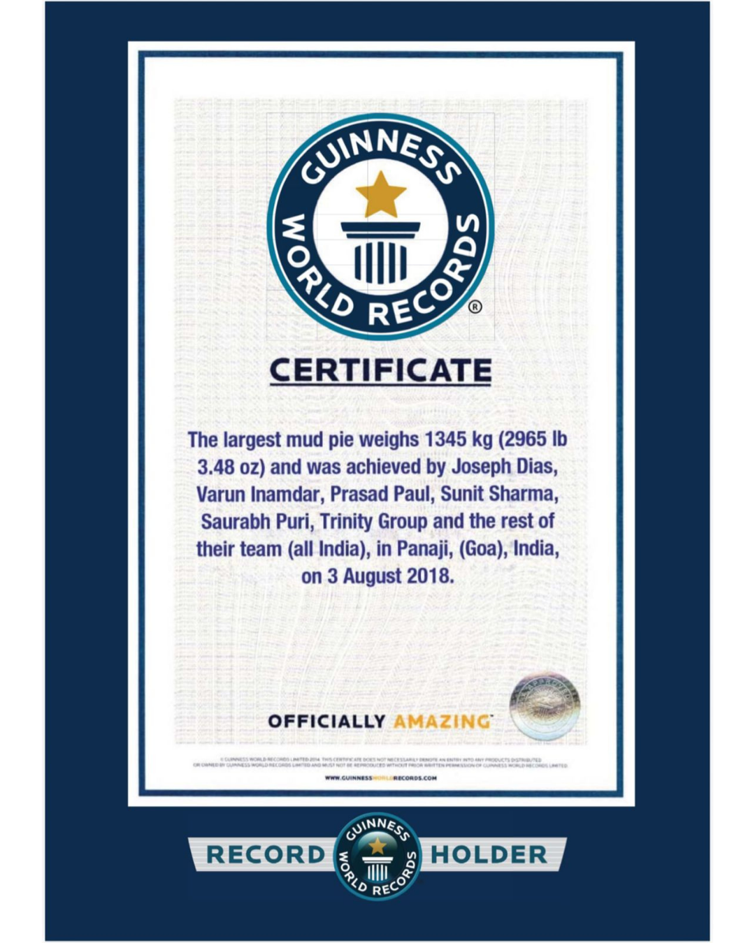 Largest Mud Pie Award